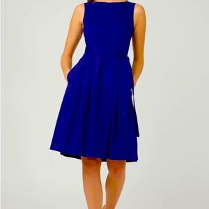 Gorgeous cobalt blue Sandra Angelozzi flare dress. ‘A line’ with belted waist.